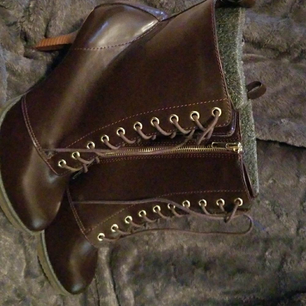 Combat styled stiletto boots